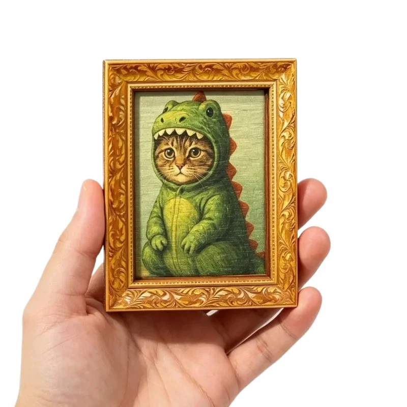 Dinosaurs Cat Fridge Magnet Funny Cat Refrigerator Magnet Wooden Home Office Decor Ideal Gift Party Favor Humor Home Accent