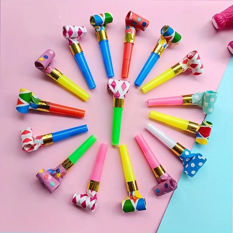 5/10/20PCS Colorful Whistles Toy Funny Toy Children Blowing Dragon Whistle Blow Roll Toys Party Games Birthday Gift Toddler Toy