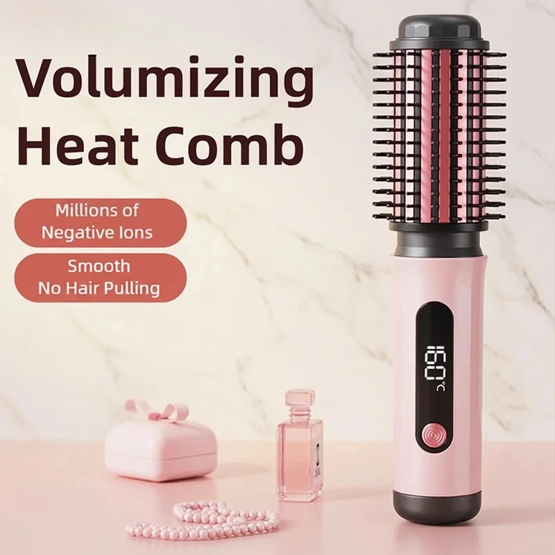 Negative Ion Hot Air Brush Professional Styling Tool Multi-Functional Heated Curling and Straightening Brush