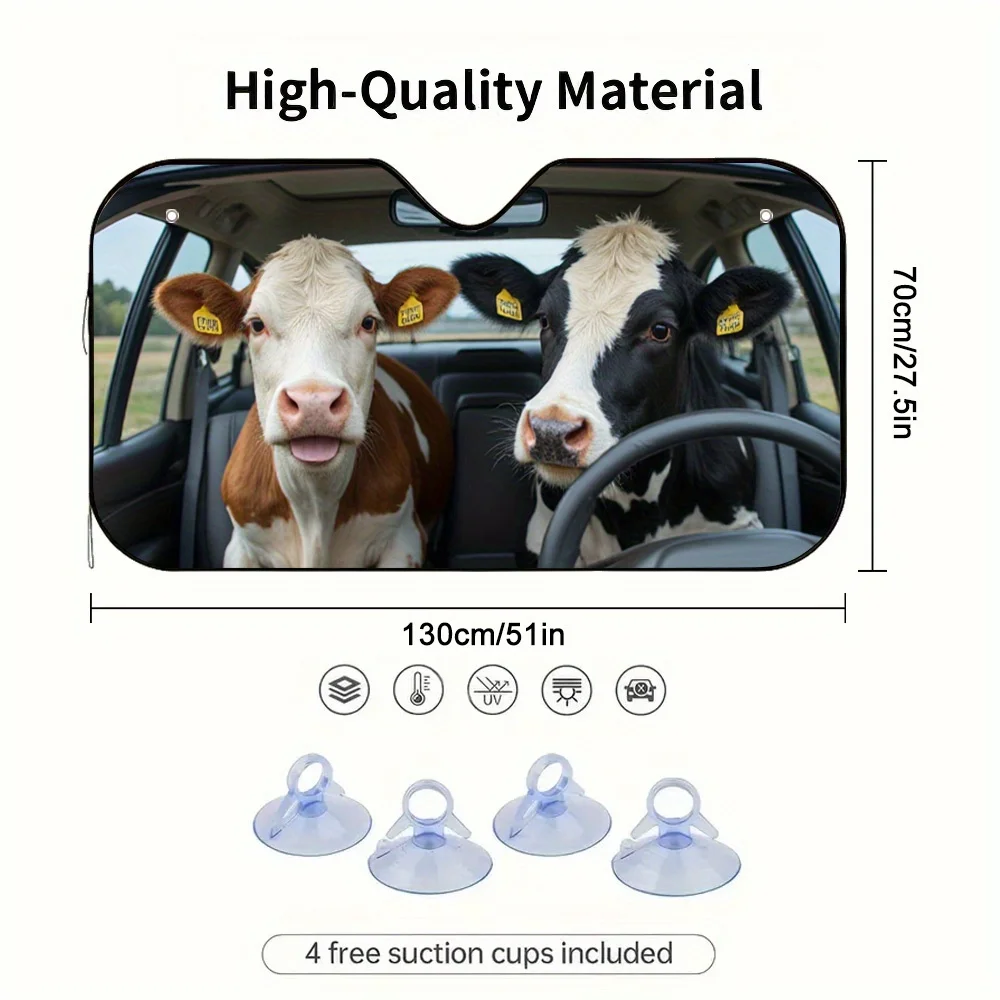1pc Roadtrip Cows Car Sun Visor, Universally Designed, Ideal For Family, Business, And Personal Cars, Offering All-day Sunshade