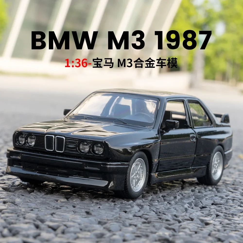 1:36 1987 BMW M3 Vintage car Scale Metal Diecast Replica Home Miniature Art Vehicle Hobby decorating Kid Boy A622