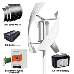 Pologne PTFE Vers 3KW 5KW Axe Vertical Maglev Éolienne, Massage Libre, Ménage, Basse Vitesse, Faible Bruit avec Batterie Sy