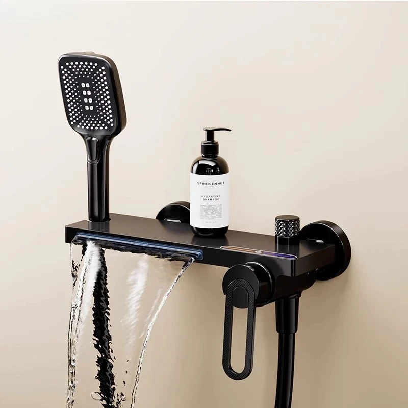 Waterfall Style Water Outlet Shower Nozzle Gray White Hot And Cold Bathroom Becola Copper High Flow Bathtub Dedicated Faucet