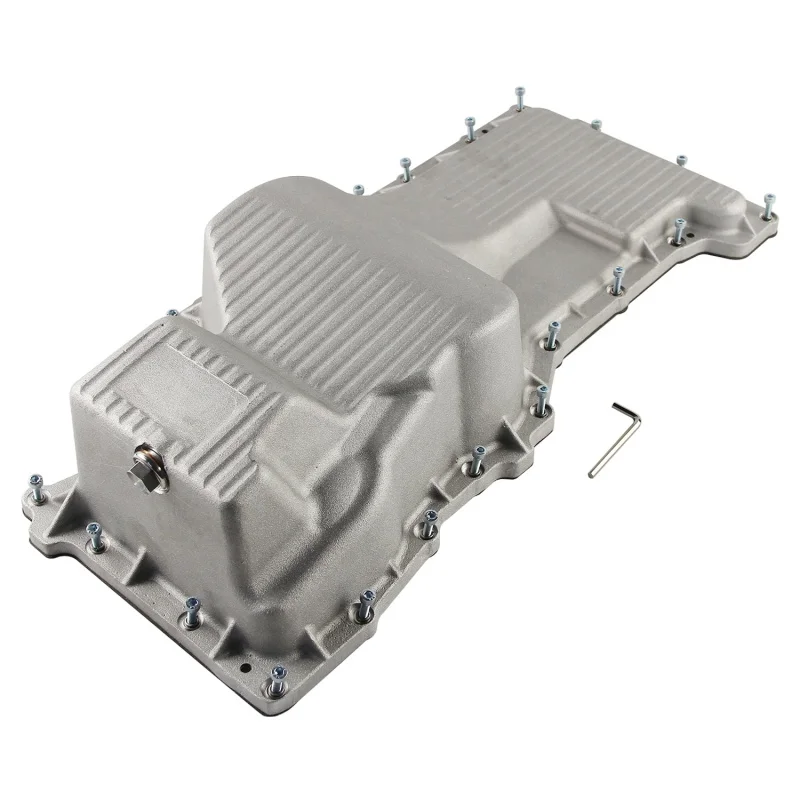 Oil Pan Silver/Black Heavy-Duty Deep Engine For Chevy GMC 3.0L 2020+ Duramax L6 DIESEL Chevrolet Silverado 1500 LTD Raw Aluminum