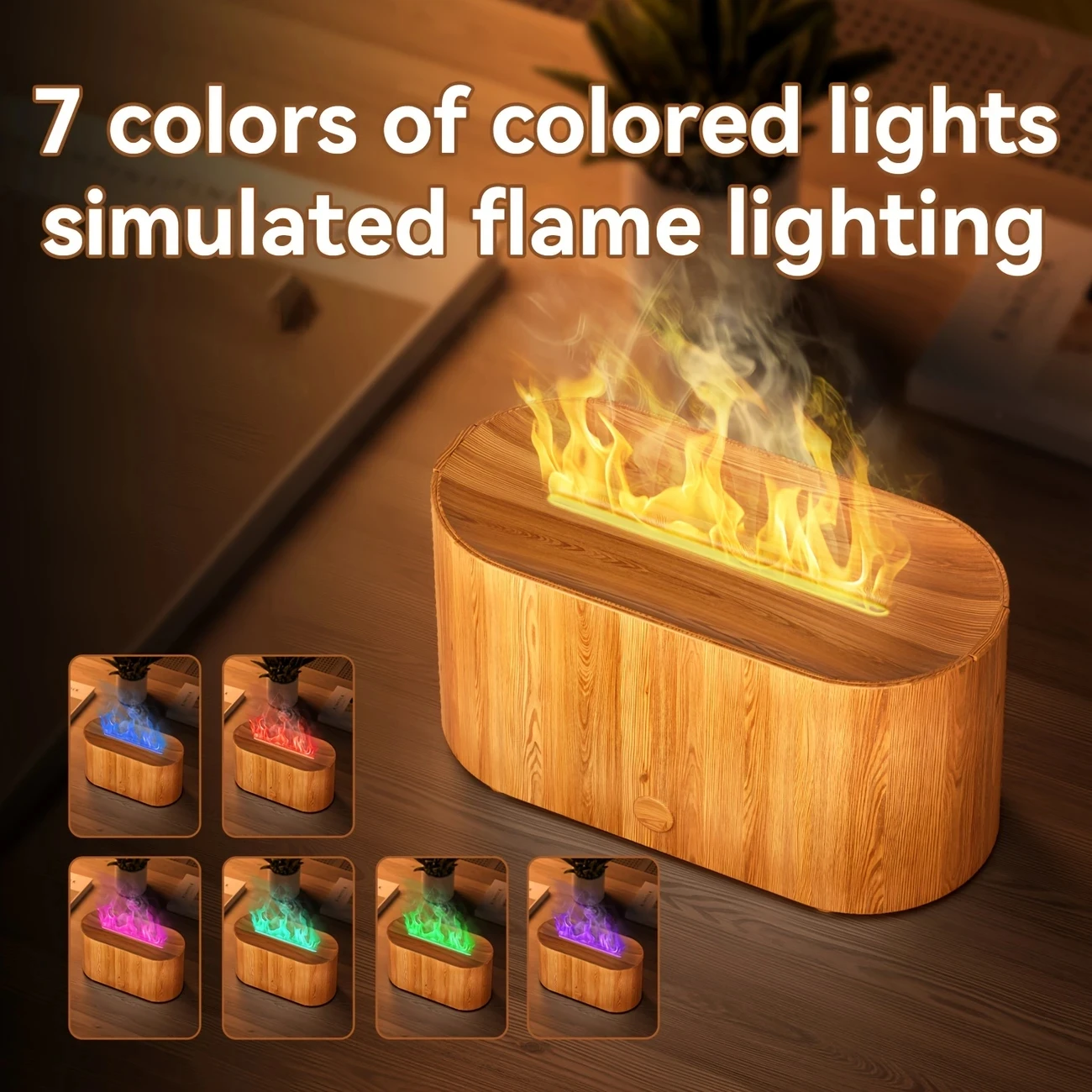 Flame Aromatherapy Machine Colorful Lamp Home Mini Desktop Silent Aromatherapy Ultrasonic Humidifier Suitable for Bedroom image 2