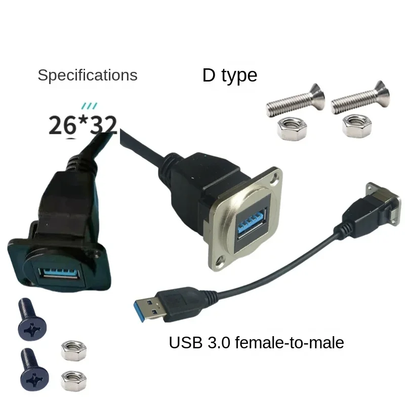 

Винт USB 3.0 D-типа, фиксированный с удлинителем 15 мм, модуль разъема адаптера компонента панели, черный и серебристый