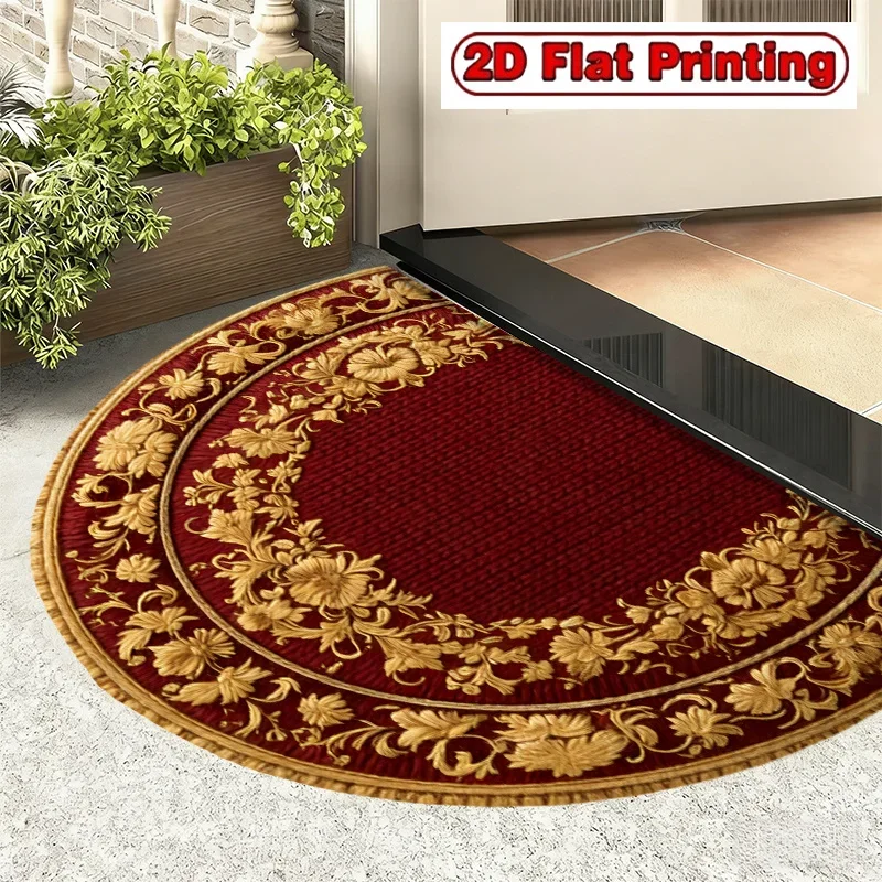 Luxury Colorful Mandala Semi Circle Doormat Vintage Bohemian Lotus Flower Rug Elegant Welcome Floor Mat For Entrance Home