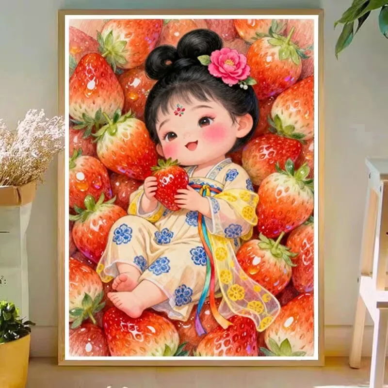 

Наборы для вышивания «Клубничная Девочка» 9CT 11CT, готовые комплекты для вышивки крестом, наборы для рукоделия, декор для дома