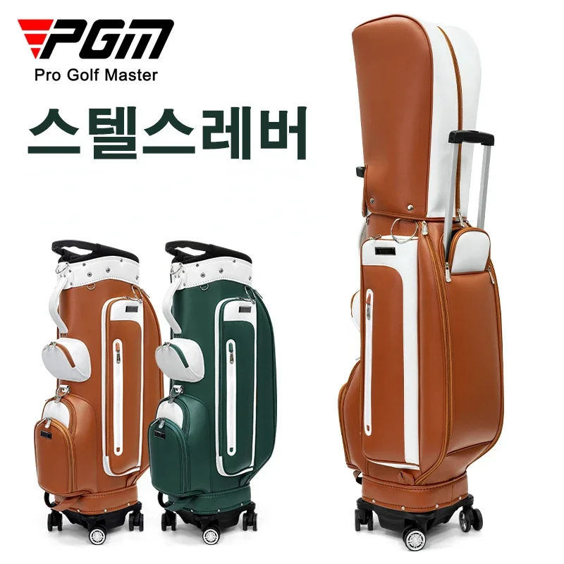 PGM Women Golf Bag Korean Version Waterproof Microfiber Pull Rod Bag with Four Wheels That Can Be Pushed/towed QB127