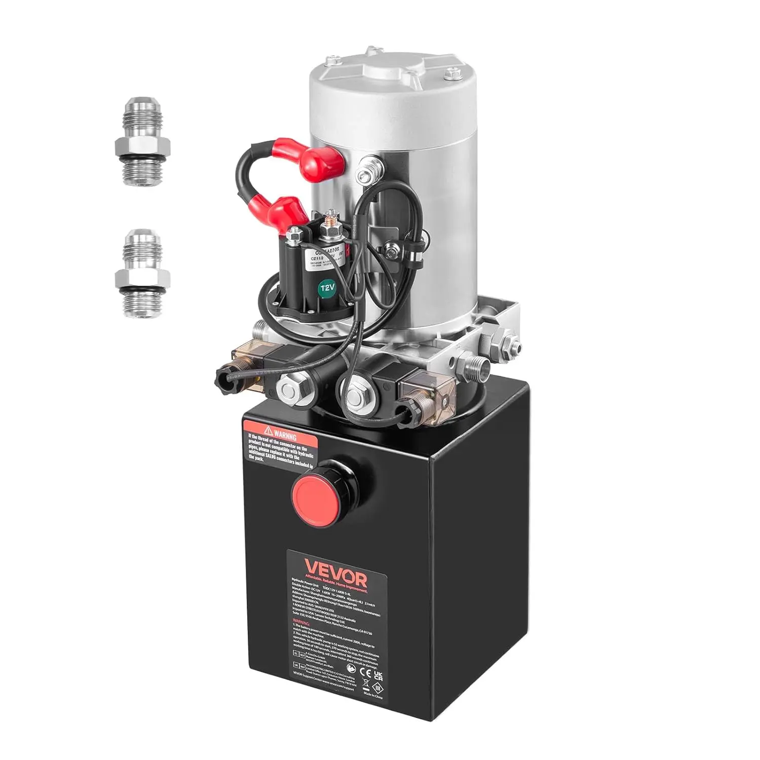 

VEVOR 4 Quart Hydraulic Power Unit, Double Acting Dump Trailer Pump, 3200 PSI Max Relief Pressure & 0.91 GPM Flow Rate, DC 12V H