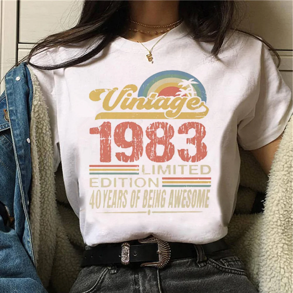 40 Ans 40e Verjaardag T-Shirts Vrouwen Streetwear Grappig Tee Girl Harajuku Ontwerper Grafische Kleding Top Vrouwen Harajuku Tee