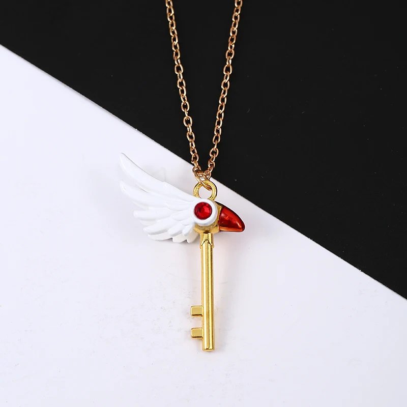 Anime cardcaptor sakura chaveiro cabeça de pássaro porta fivela pingente colar para mulheres homens crianças jóias acessórios