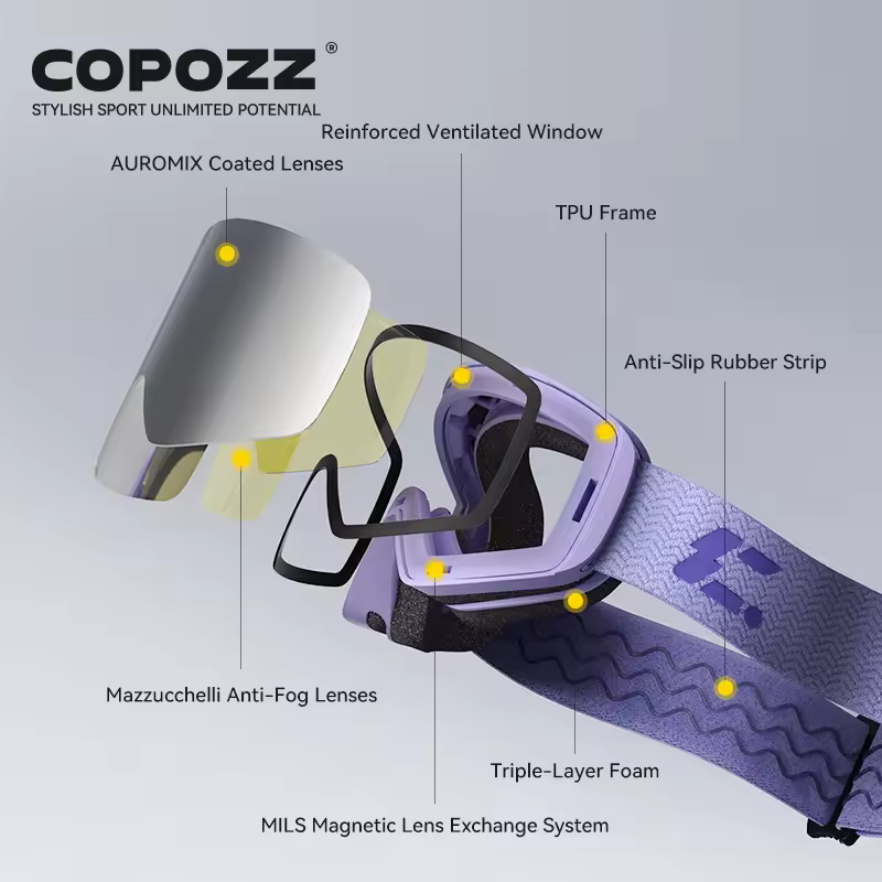 גוגלס COPOZZ OTG X-edge עם מסגרת TPU ועדשות מגנטיות