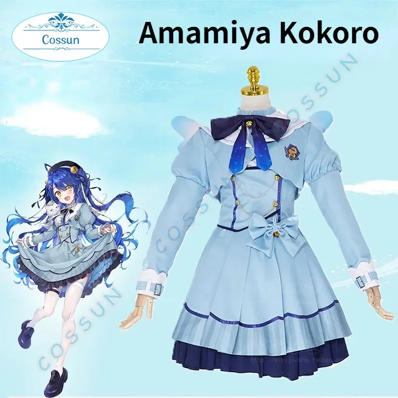 VTuber Amamiya Kokoro Cosplay Costume Sweet Lovely Informal Dress Activity Party Role Play Lolita Anime Game Suits