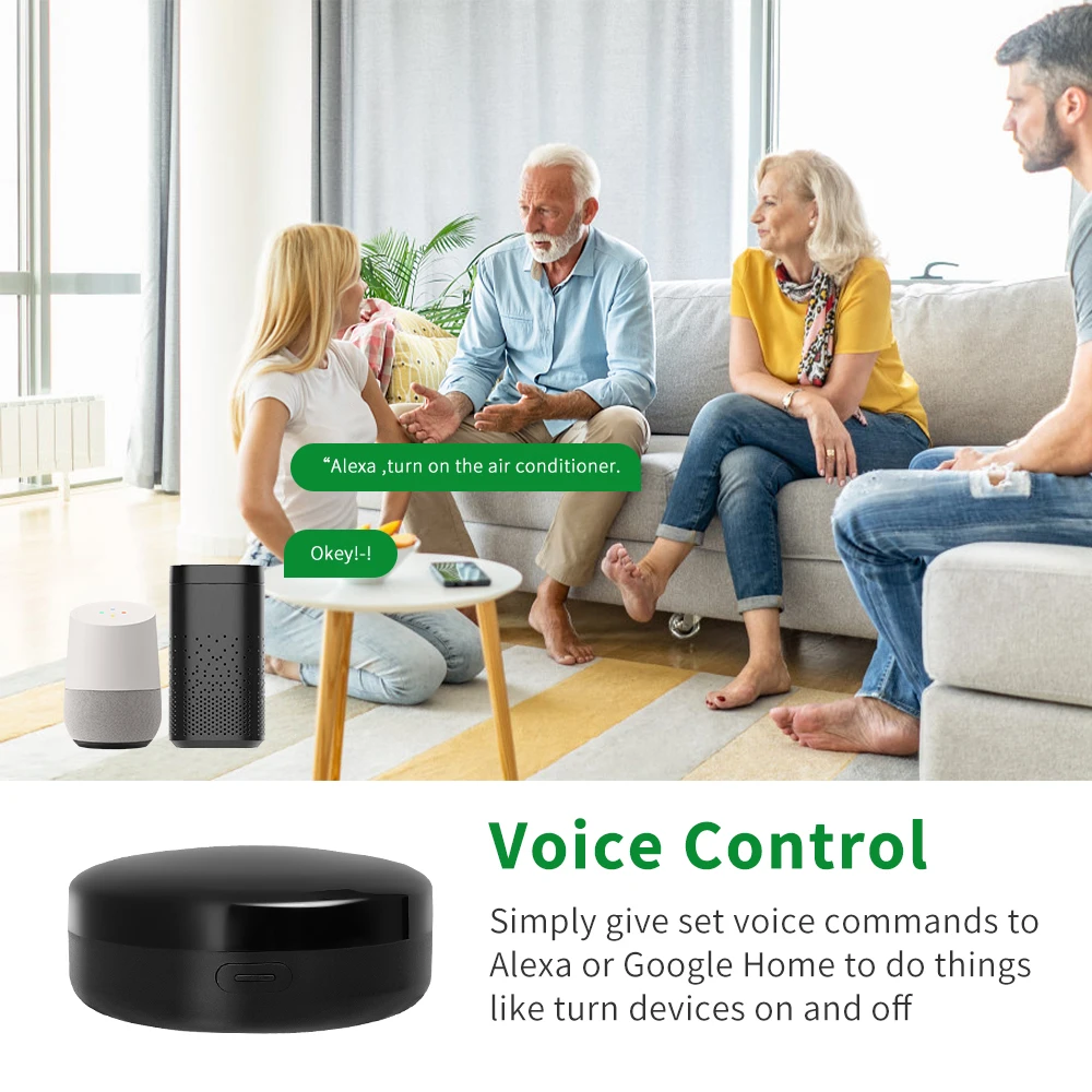 Tuya WiFi Learning Infrarot-Fernbedienung, geeignet für Infrarot-Lüfter und Fernseher, Smart Home Control, unterstützt Alexa Google Electronic