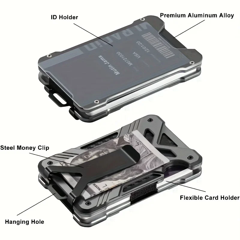 حقيبة بطاقات الائتمان المحمولة، محفظة معدنية رفيعة للغاية من الألومنيوم RFID، حامل بطاقات بسيط لحامل بطاقات المحفظة للنساء والرجال #5