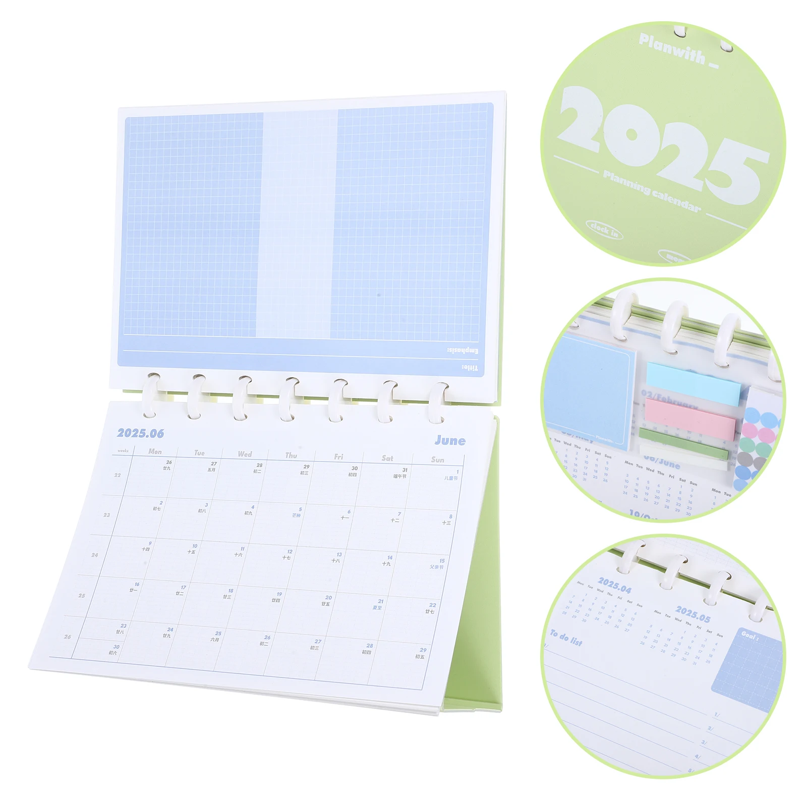

Decorative Cute Academic Year Easy Paper Home Use Green Monthly Planner Desktop Office Supplies Table