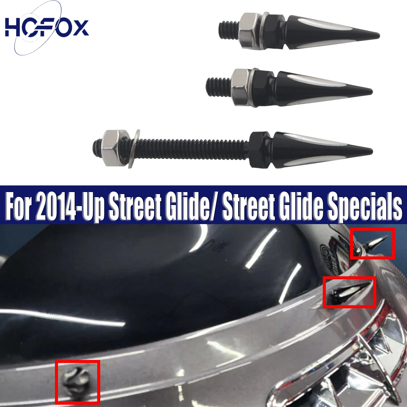 

For 2014-Up Street Glide/ Street Glide Specials Motorcycle Spikes Batwing Fairing Windshield Trim
