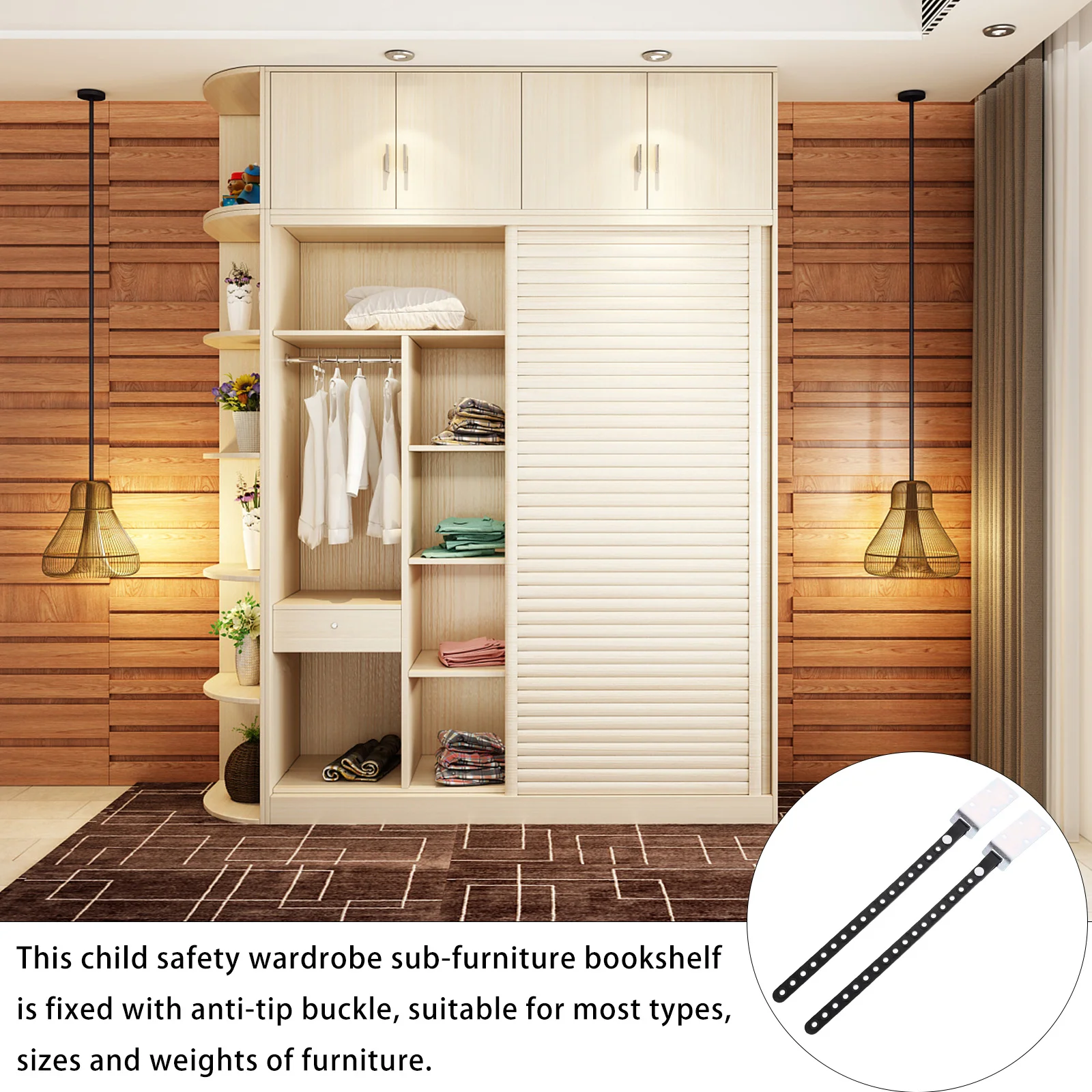 2 قطعة الأشرطة الأثاث المضادة للطرف الطفل التدقيق قابل للتعديل جدار المراسي لرف الكتب مضمد الأثاث السلامة المراسي