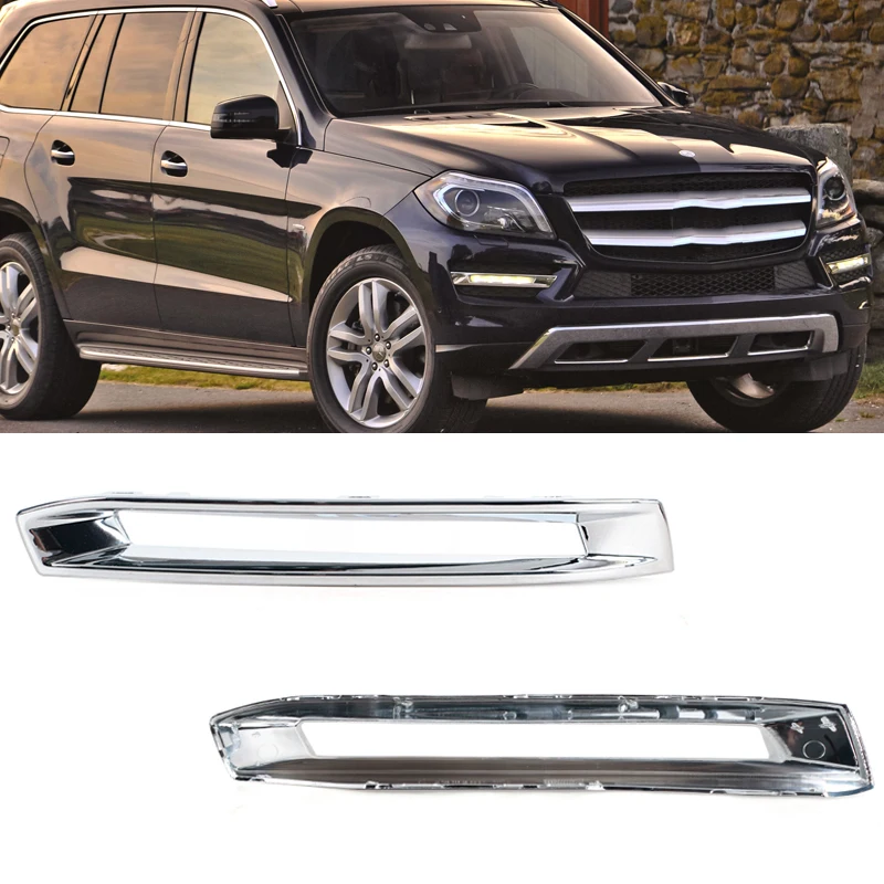 Fog Lamp Chrome Trim Bezel Foglight Frame cover For Mercedes Benz X166 GLS-Class GLS/GL 350d/400/500 Front Bumper Light Frame