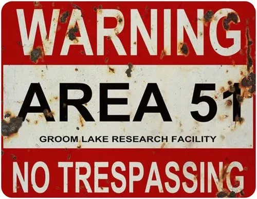 VINTAGE METAL RETRO GARAGE BAR PUB MAN CAVE US AREA 51 DO NOT ENTER WARNING SIGN