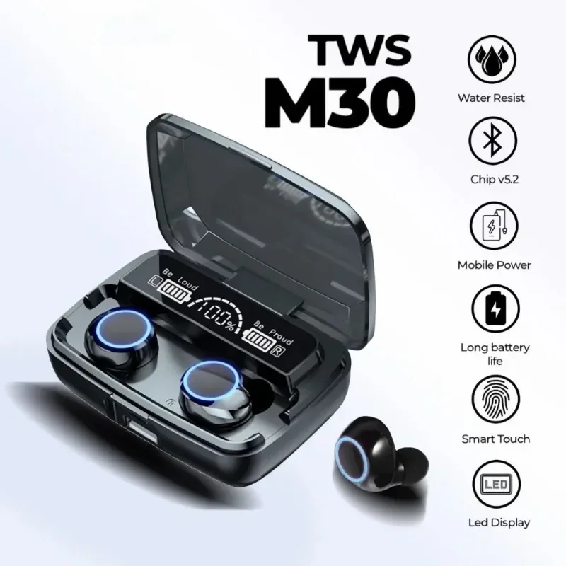 TWS-стереонаушники M30 BT5.3 с микрофоном, водонепроницаемые