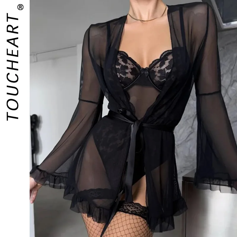 Toucheart المثيرة ارتداءها تنورة النوم مثير الدانتيل انظر من خلال حساسة Girlslim مغر الساحرة الحميمة منامة مجموعات غريبة