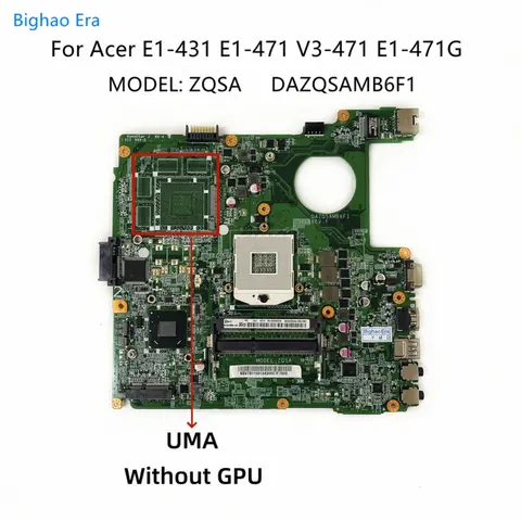 For Acer Aspire E1-431 E1-471 V3-471 E1-471G Laptop Motherboard With HM77 Chipset GT630M-1GB DAZQSAMB6F1 DAZQSAMB6E1 NBV7B11001