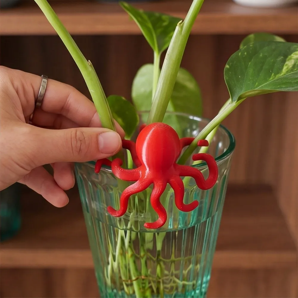 3D Printed Animal Shaped Plant Support Clip Creative Plastic Plant Stem Support Devil-fish Shaped Garden Support Holder