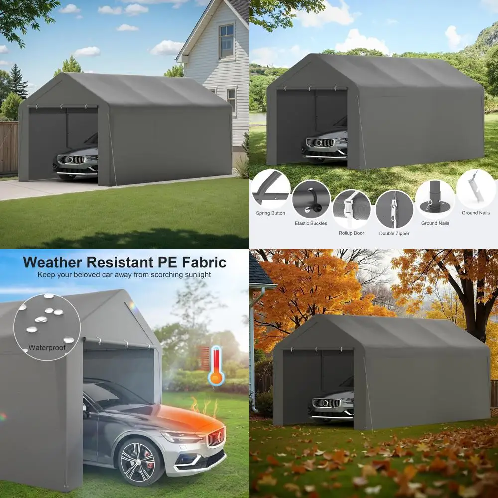 

Сверхмощный портативный гаражный навес 10x20 со съемными боковыми стенками и дверцами — всесезонный автомобильный чехол для защиты на открытом воздухе и пар.