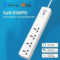 GaN PD65W ciabatta universale Tuya Smart Life EU US AU UK IN Power Output Converter presa di energia Alexa Google Assistant Voice