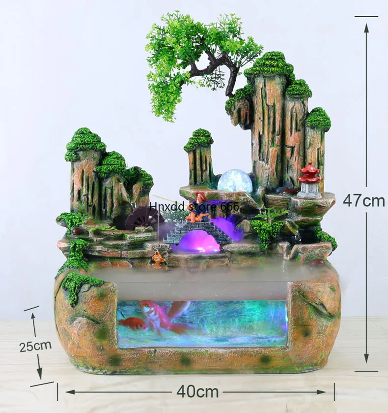 Small self-circulating water waterfall with oxygen desktop creative home lucky fish tank