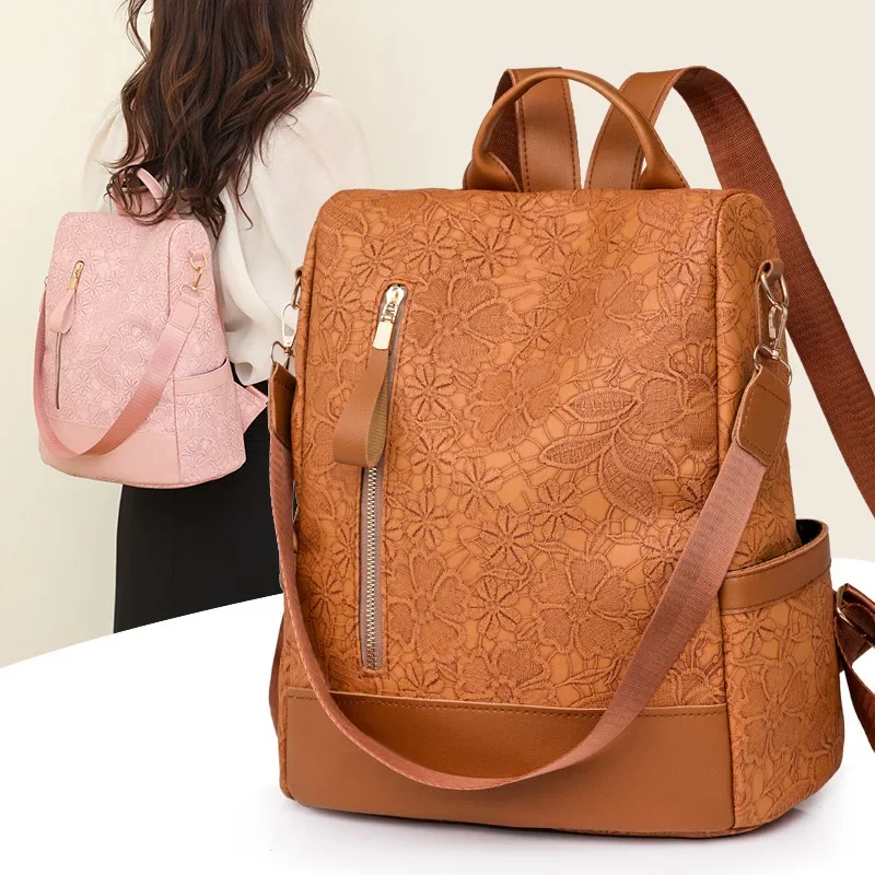 

Stylish Flower Pattern Empaistic Backpacks For Women Anti-theft Backpack Female Utility Shoulder Bag Girl Waterproof School Bag