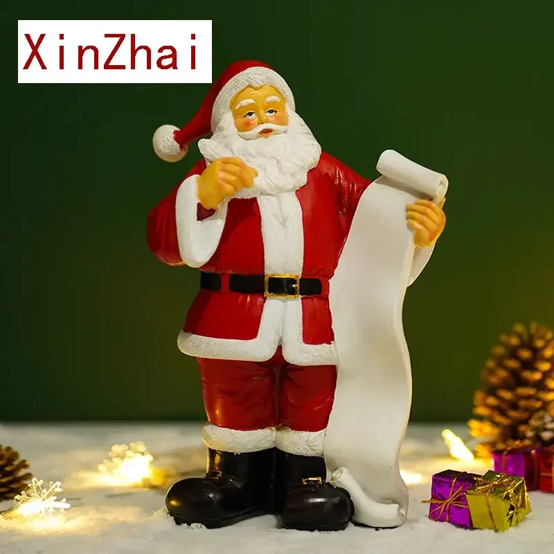 

Resin Santa Claus Doll Figurines for Interior Navidad Noel Collect Souvenirs Miniature Model Statue Christmas Decor