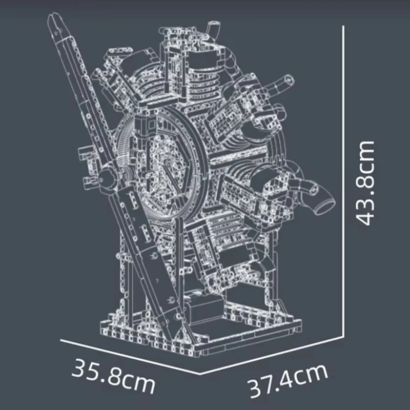 Mould King 10233 Radialflugzeugmotor-Bausteine, Modellbausatz, 3089 Stück STEM-Projekt für Teenager, baubare Anzeige, DIY-Spielzeuggeschenke