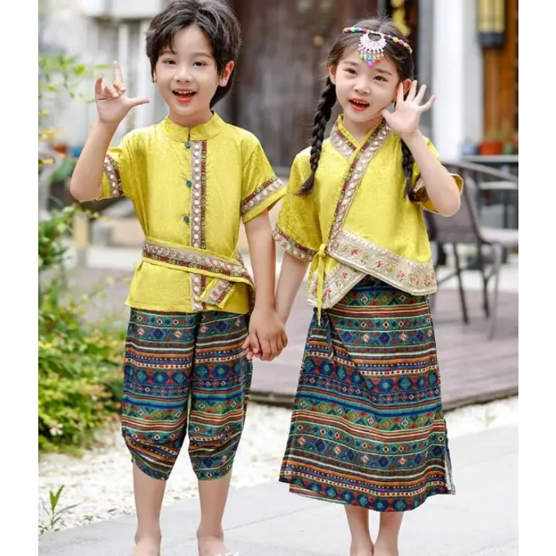 Thai Boy Suit Summer Children Vintage Cloth Girls