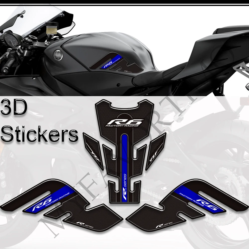 Stickers Decals Protector Tank Pad Side Grips Gas Fuel Oil Kit Knee For YAMAHA YZF-R6 YZF R6 YZFR6 2017 2018 2019 2020 2021 2022