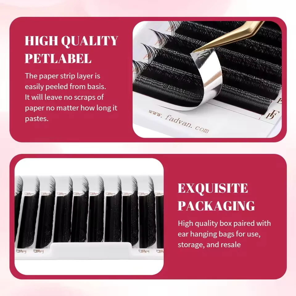 FADVAN YY/SYY Shape L/LU(M)/C/D/DD Brown Eyelashes Extension Soft Premium False Lashes Individual Makeup Black Crisscross Beauty