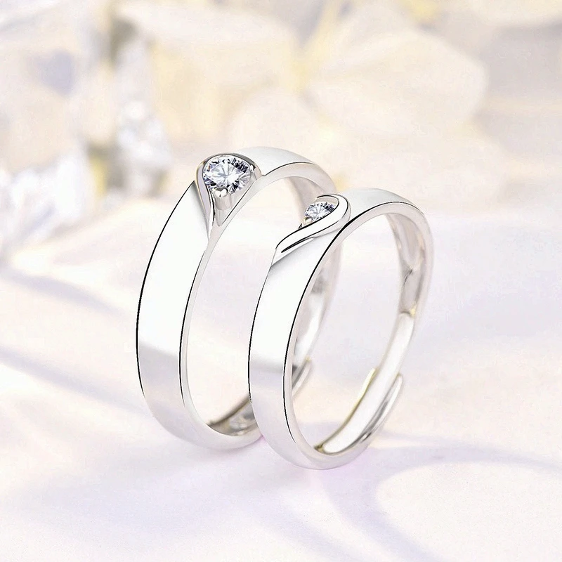 1 Pair Eternal Knot Same Heart Couple Rings Unisex Ins Niche Fashion Two Hearts Index Ring Daily Wear Gift for Couples