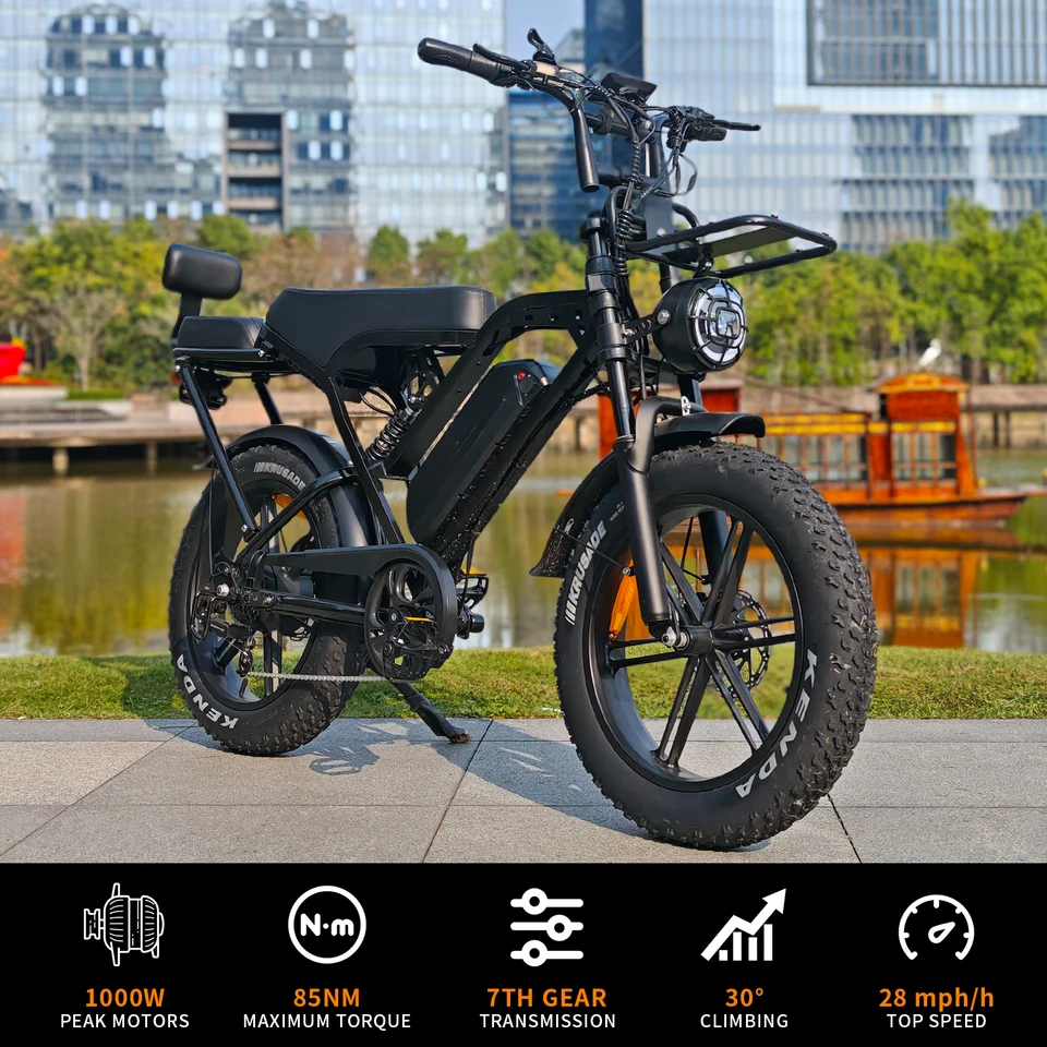 X80 Pro Adult Ebike 1000W Motor 48V 15Ah Large Capacity Battery 20 inch All Terrain Fat Tire Hydraulic Brake 7-speed Transmission Front and Rear Suspension Range 50-60 km Urban Commuter Mountain Off Road Snow Beach Bike image 6