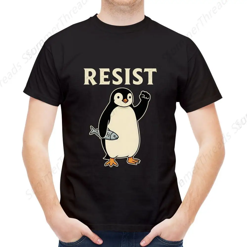 

I Stand with The Penguins Resist Penguin Tees for Men Short Sleeve Cool Design T-Shirts