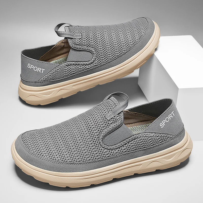

Summer New Men's Large Size Casual Shoes All-Match Slip-On Leisure Walking Shoes Lightweight Anti‑Slip Breathable Mesh Sneakers