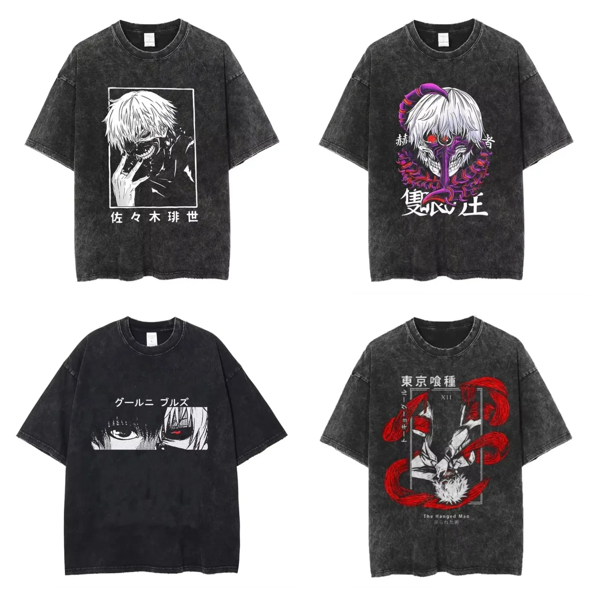 المرأة غسلها طوكيو الغول كين Kaneki خمر غسلها تي شيرت البلوز طاقم الرقبة أنيمي قميص لمحبي الملابس أعلى #1