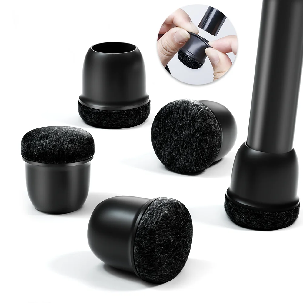 8 pçs mesa redonda cadeira perna protetor de chão pé capa preto anti-deslizamento pés de móveis de silicone sem arranhões para pisos de madeira