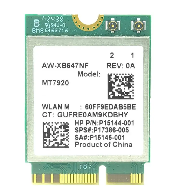 

Карта Wi-Fi A23F-MT7920 WIFI6 AX1800 Bluetooth5.2 2,4G/5,8G 1800 Мбит/с M.2 NGFF, беспроводная Wi-Fi-карта для Win10/Win11