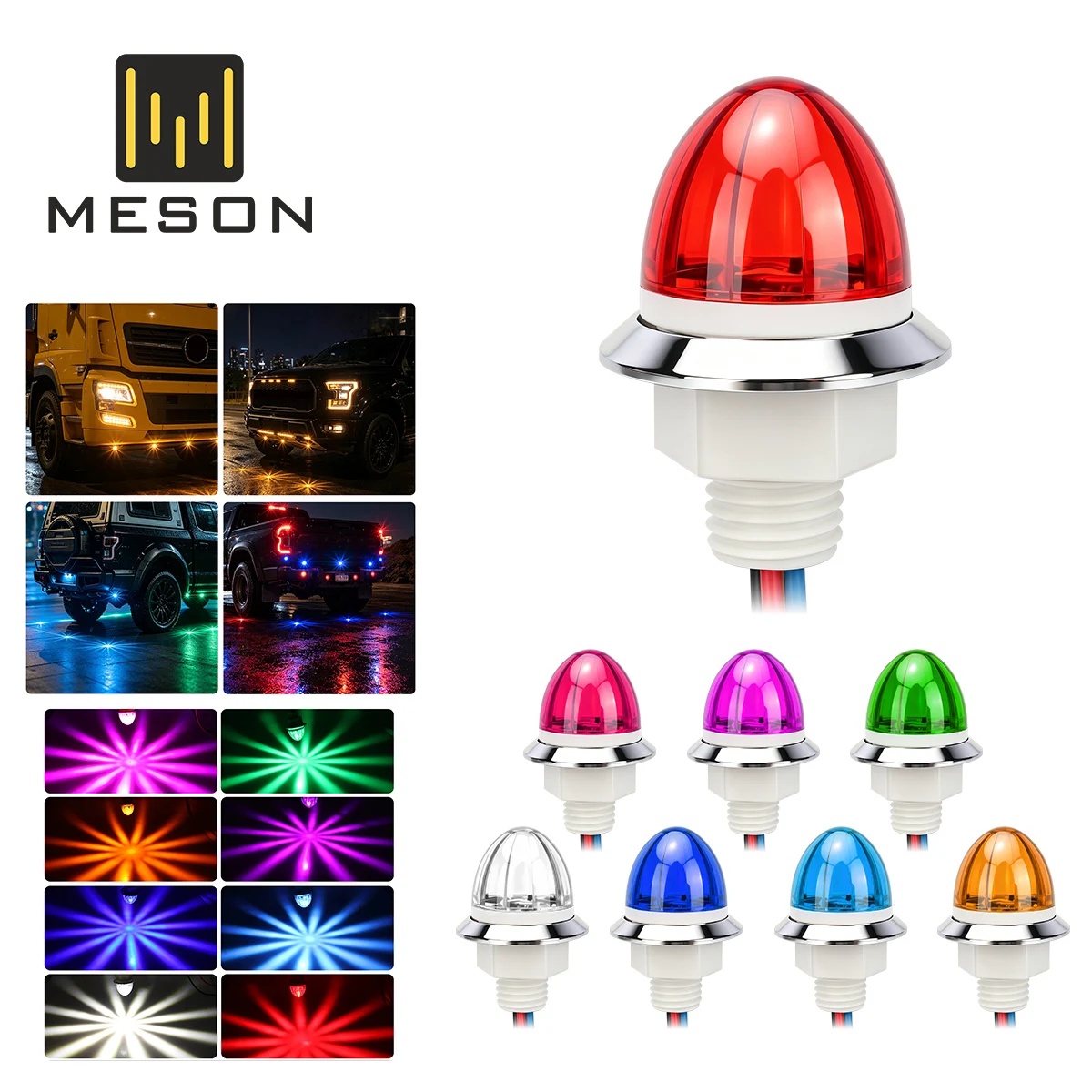 1pc Truck Mini LED 24V Stobe Truck Side Marker Light 1.25″ Car Tail Lamp for Trailer Warning Brake Stop Lamp Under Glow Wheel