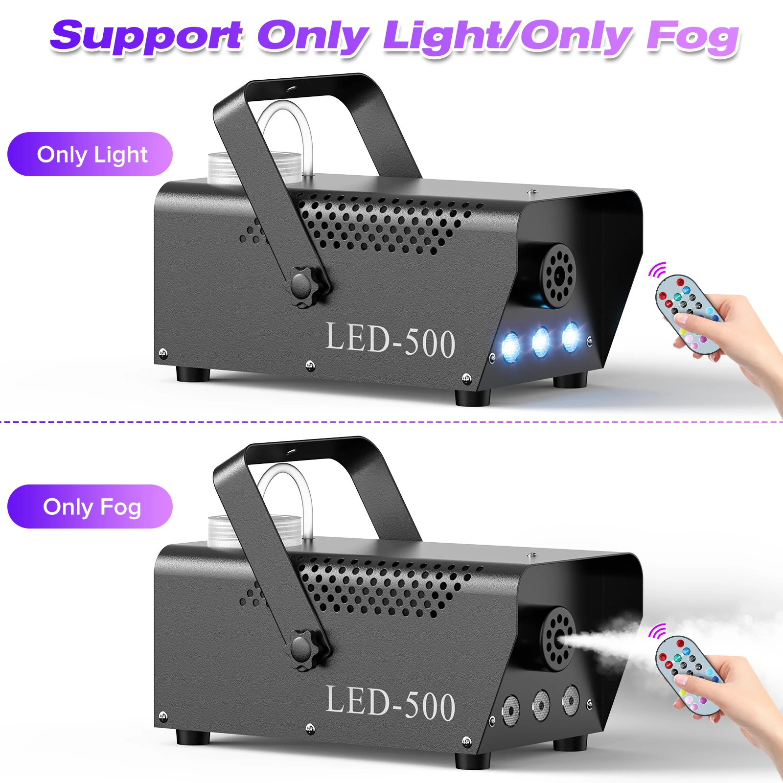 DayFlicker 500W RGB Smoke Machine Wedding Smoke Fog Machine Parties Club Remote Fog Ejector for Concert Party Stage Effects