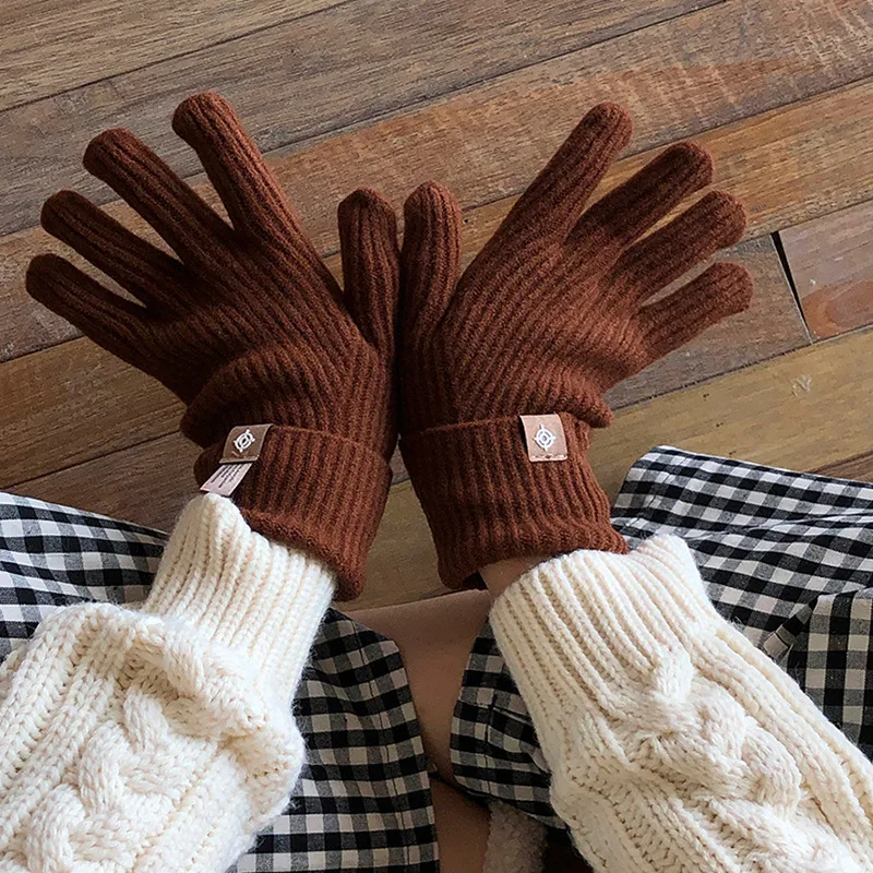 24South Korea Autumn and Winter Solid Color Gloves Cycling Autumn and Winter Wool Warm Men's and Women's Same Fashion Simple Glo