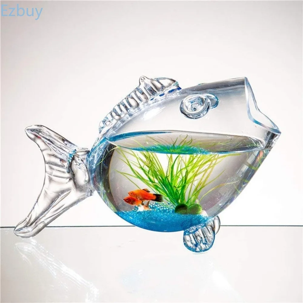 Hand-blown 1cm thick candy jars, clear water glass, fish-shaped gold fish tank, fish tank aquarium