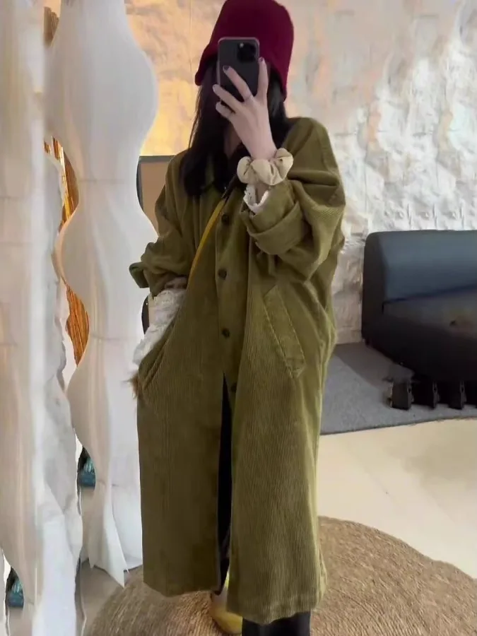 

Retro Velvet Coat Women's Faion Unique Design Korean Sle Autumn Winter New Arrival Long Sve Loose Fit Color